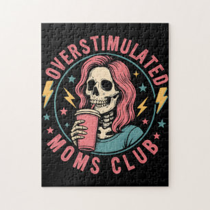 Overgestimuleerde Moms Club Skull Messy Mom Life Legpuzzel