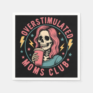 Overgestimuleerde Moms Club Skull Messy Mom Life Servet