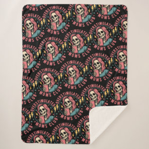 Overgestimuleerde Moms Club Skull Messy Mom Life Sherpa Deken