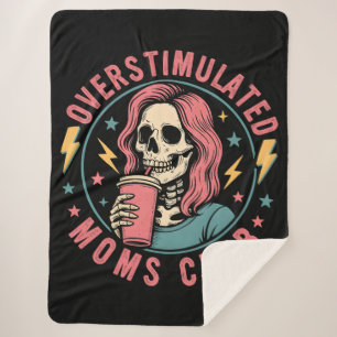 Overgestimuleerde Moms Club Skull Messy Mom Life Sherpa Deken
