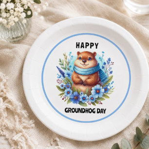 Overgewaardeerd? Aquarel viert Groundhog Day Papieren Bordje
