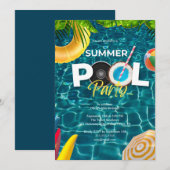 Overhead Pool Party verjaardagsuitnodiging Kaart (Voorkant / Achterkant)
