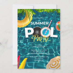 Overhead Pool Party verjaardagsuitnodiging Kaart