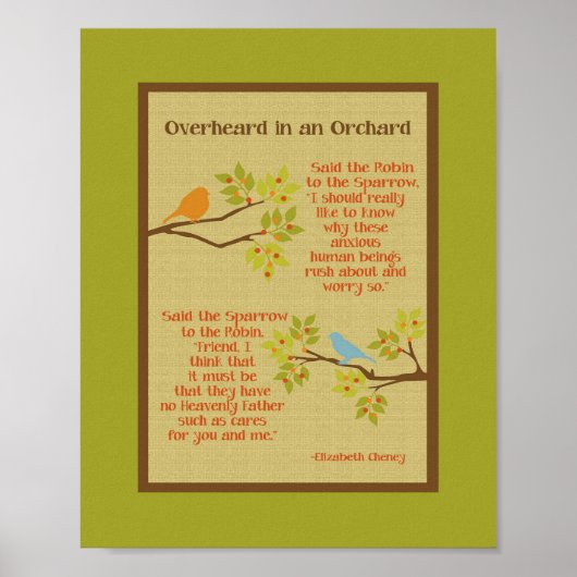 "Overhear in an Orchard" (Robin & Sparrow) Print (Voorkant)
