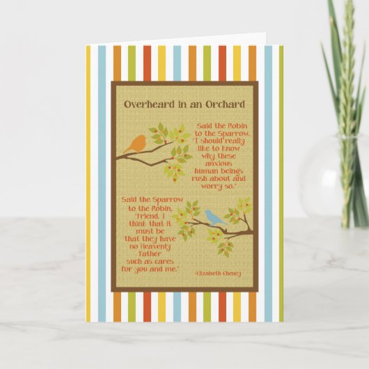 "Overheard in an Orchard" (Robin and Sparrow) Kaar Kaart (Voorkant)