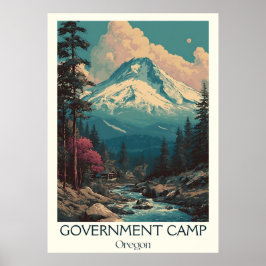 Overheidskamp OF Vintage Mt. Hood Ski Art Poster