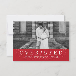 Overjoyed rode vakantie foto zwangerschap aankondi save the date