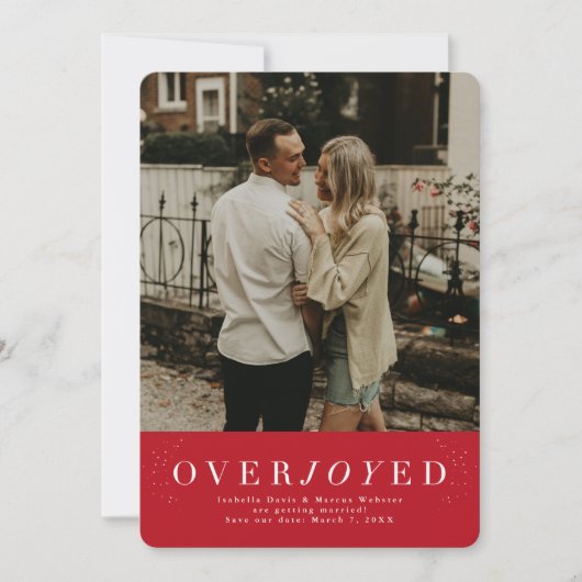 Overjoyed rode verticale vakantie de datum opslaan save the date (Voorkant)