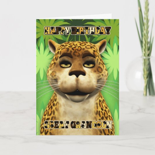 Overkleinzoon Leopard Oerwoud Verjaardag Kaart (Voorkant)