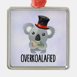 Overkoalafied Pun Cute Koala in Top Hat Metalen Ornament