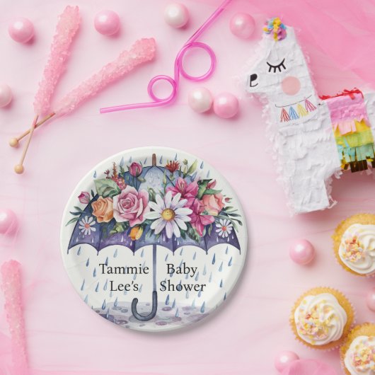 Overladen met Baby shower Bloemen Papieren Bordje (Feest)