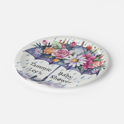 Overladen met Baby shower Bloemen Papieren Bordje (Gekanteld)