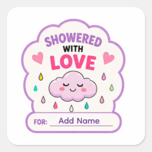 ☁️ Overladen Met Liefde Baby Borrelnaam ☁️ Vierkante Sticker