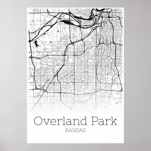 Overland Park Map - Kansas - City Map Poster (Voorkant)