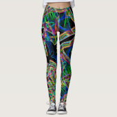 Overlappende bandachtige krommen, neonkleurige ver leggings (Voorkant)