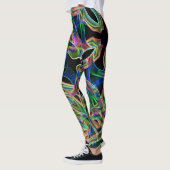 Overlappende bandachtige krommen, neonkleurige ver leggings (Links)