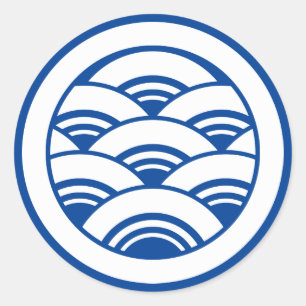 Overlappende golven in cirkel ronde sticker