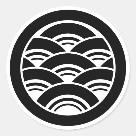 Overlappende golven in cirkel ronde sticker (Voorkant)