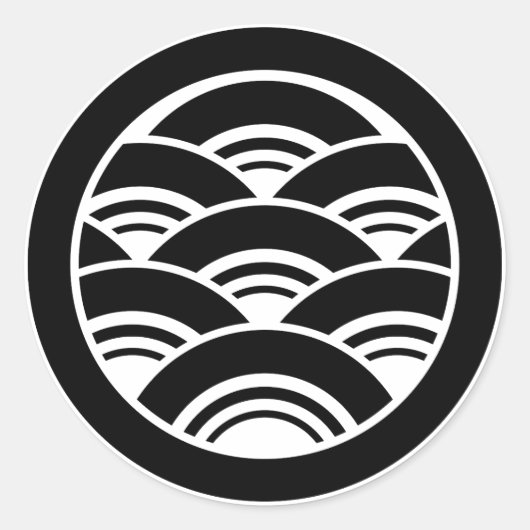 Overlappende golven in cirkel ronde sticker (Voorkant)