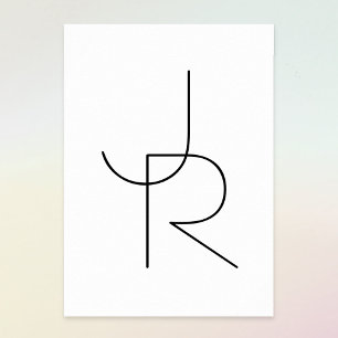 Overlappende Initialen Zwart Op Wit Poster