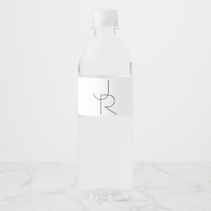 Overlappende Initialen Zwart Op Wit Waterfles Etiket