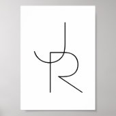 Overlappende Initialen | Zwart wit Poster (Voorkant)