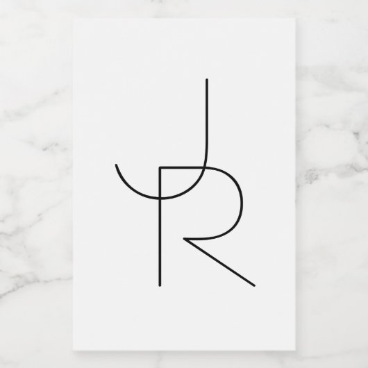 Overlappende Initialen | Zwart wit Voedselcontainer Etiket (Enkel label)