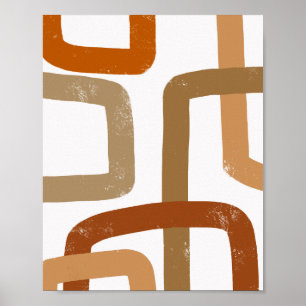 Overlappende Lijnen Aardse Geometrische Abstracte Poster