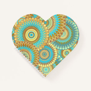 Overlappende Mandala Blauw Bruin Goud Notitieboek