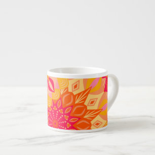 Overlappende Mandala Oranje Roze Geel Espresso Kop