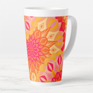 Overlappende Mandala Oranje Roze Geel Latte Mok