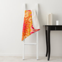 Overlappende Mandala Oranje Roze Geel Sherpa Deken