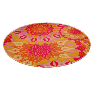 Overlappende Mandala Oranje Roze Geel Snijplank
