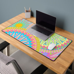 Overlappende Mandala Roze Blauw Geel Mint Paars Bureaumat