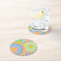 Overlappende Mandala Roze Blauw Geel Mint Paars