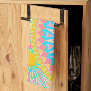Overlappende Mandala Roze Blauw Geel Mint Paars Theedoek