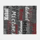 Overlappende namen all-over donkergrijs fleece deken (Voorkant (Horizontaal))