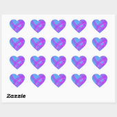 overlappende paarse ring in blauwe kleur achtergro hart sticker (Vel)