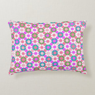 Overlappende polka dots in roze en groen accent kussen