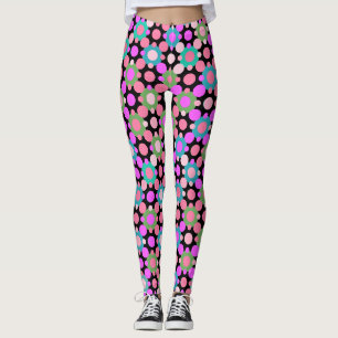 Overlappende Polka dots in roze en groen zwart BG Leggings