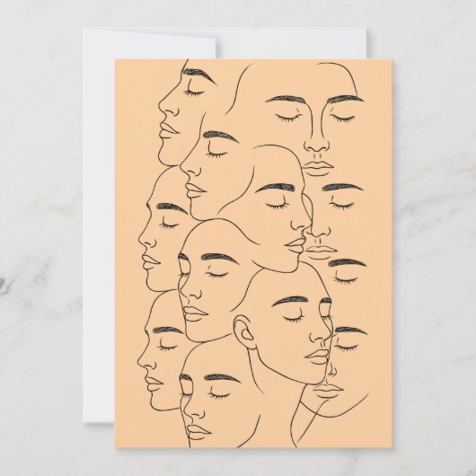 Overlapping Faces Print, Minimalist Line Art, Face Kaart (Voorkant)