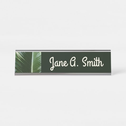 Overlapping Palm Fronds Tropical Green Abstract Bureau Naambordje (Voorkant)