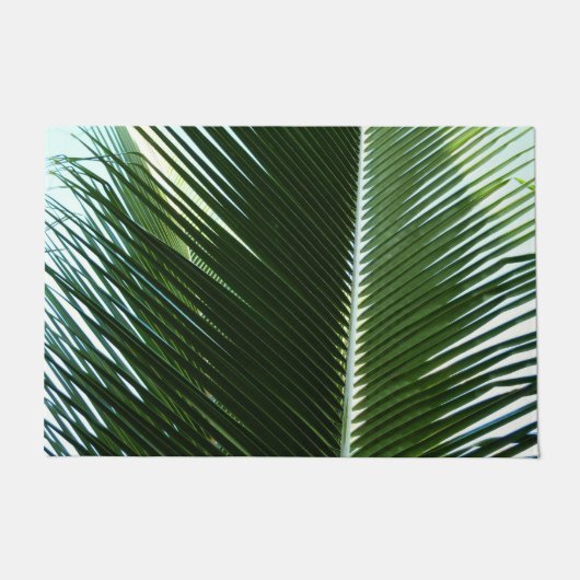 Overlapping Palm Fronds Tropical Green Abstract Deurmat (Voorkant)