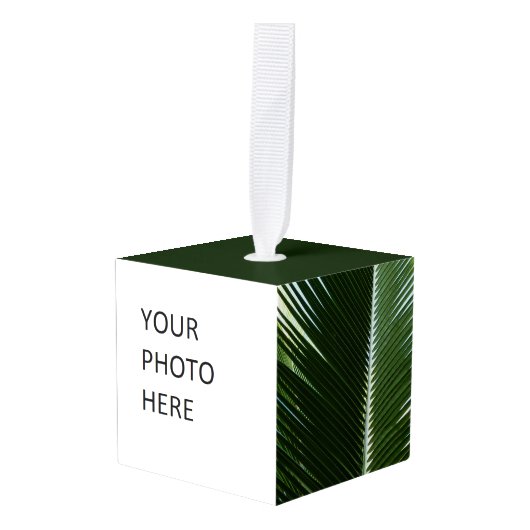 Overlapping Palm Fronds Tropical Green Abstract Kubus Ornament (Voorkant hoekig)