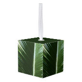 Overlapping Palm Fronds Tropical Green Abstract Kubus Ornament (Achter hoekig)