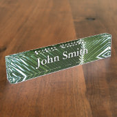 Overlapping Palm Fronds Tropical Green Abstract Naambordje (Zijkant)