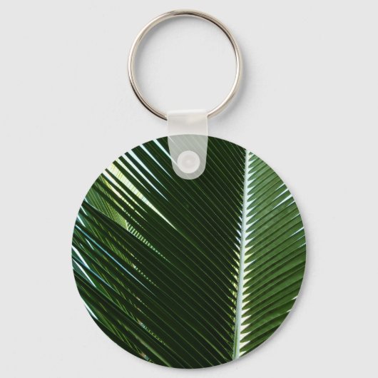 Overlapping Palm Fronds Tropical Green Abstract Sleutelhanger (Achterkant)