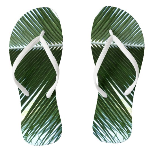 Overlapping Palm Fronds Tropical Green Abstract Teenslippers (Voetbed)