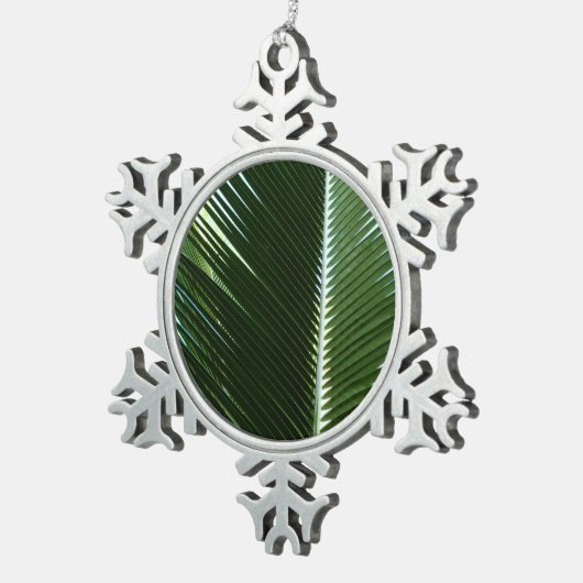 Overlapping Palm Fronds Tropical Green Abstract Tin Sneeuwvlok Ornament (Rechts)