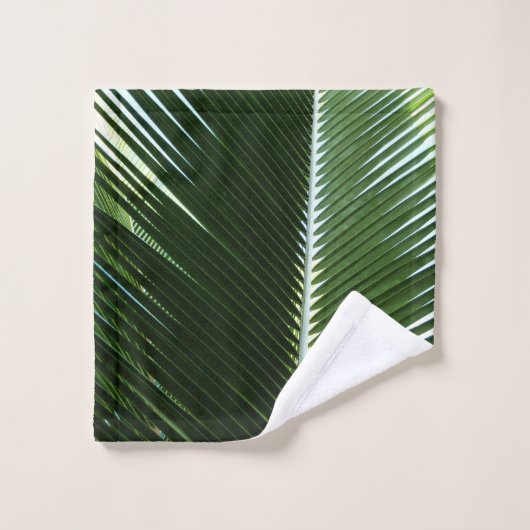 Overlapping Palm Fronds Tropical Green Abstract Washandje (Wasdoekje)